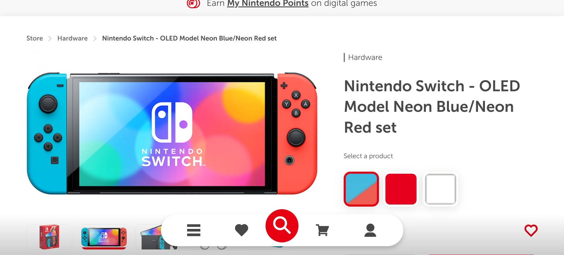 Screenshot of a Nintendo Switch product listing on nintendo.com, displaying the ™ symbol in the bottom right corner