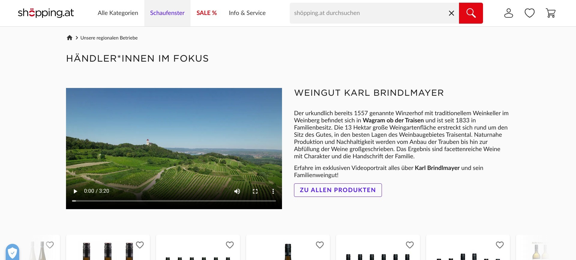 Screenshot of https://www.shoepping.at/t/regionale-betriebe showcasing a regional wine producer