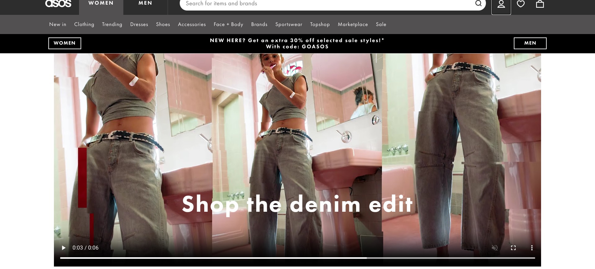 Screenshot of asos.com’s homepage