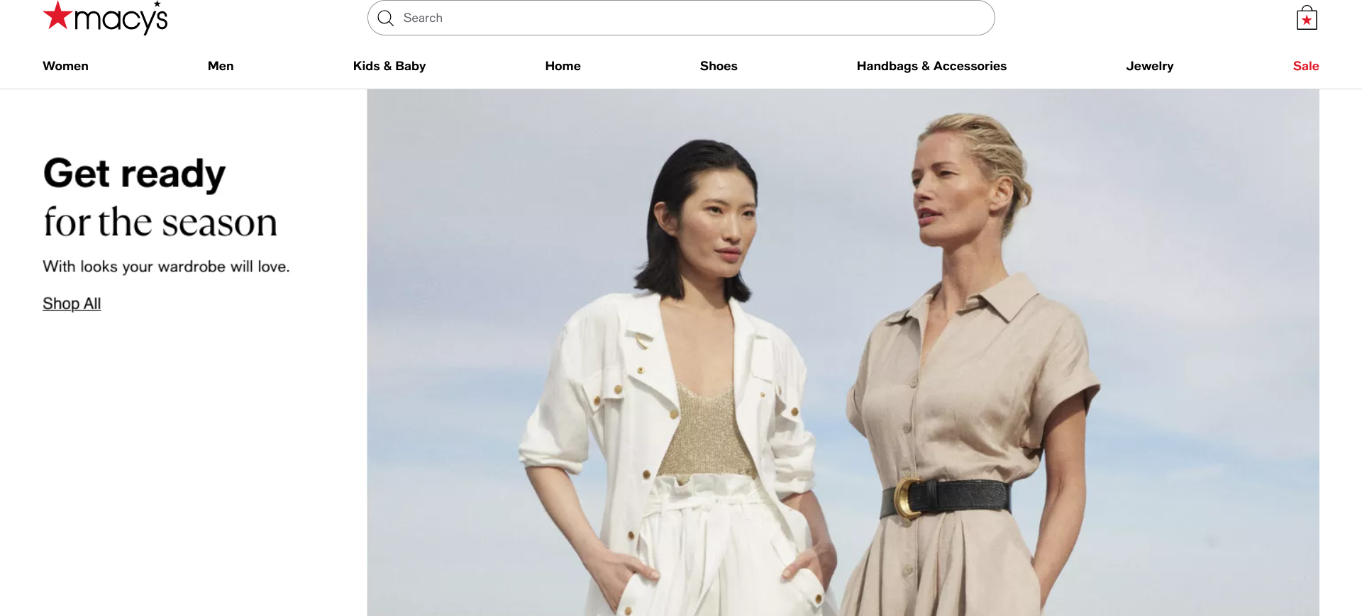 Screenshot of the homepage of macys.com