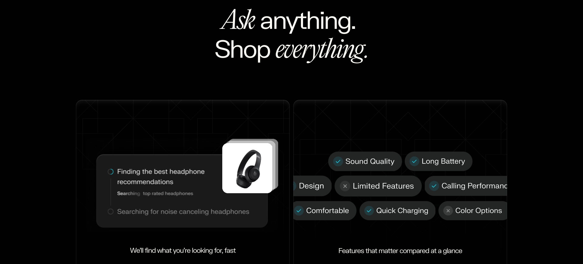 Screenshot of perplexity.ai/shopping displaying a sample product search