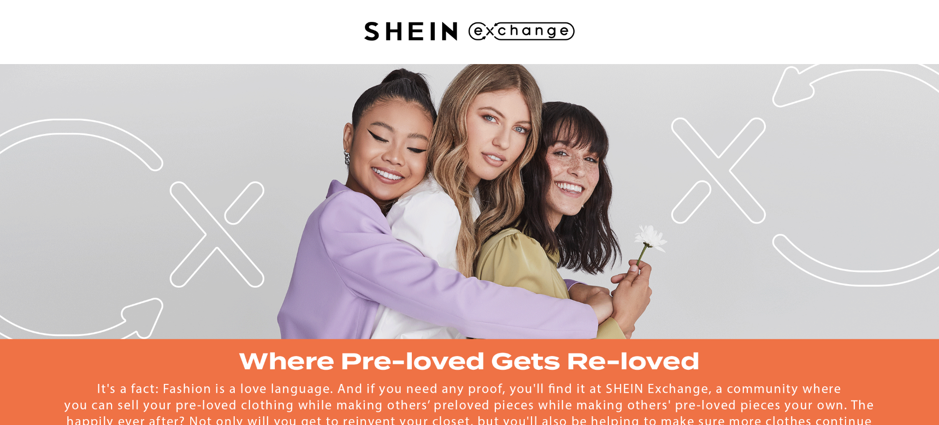 Screenshot of exchange.shein.com displaying SHEIN Exchange’s homepage