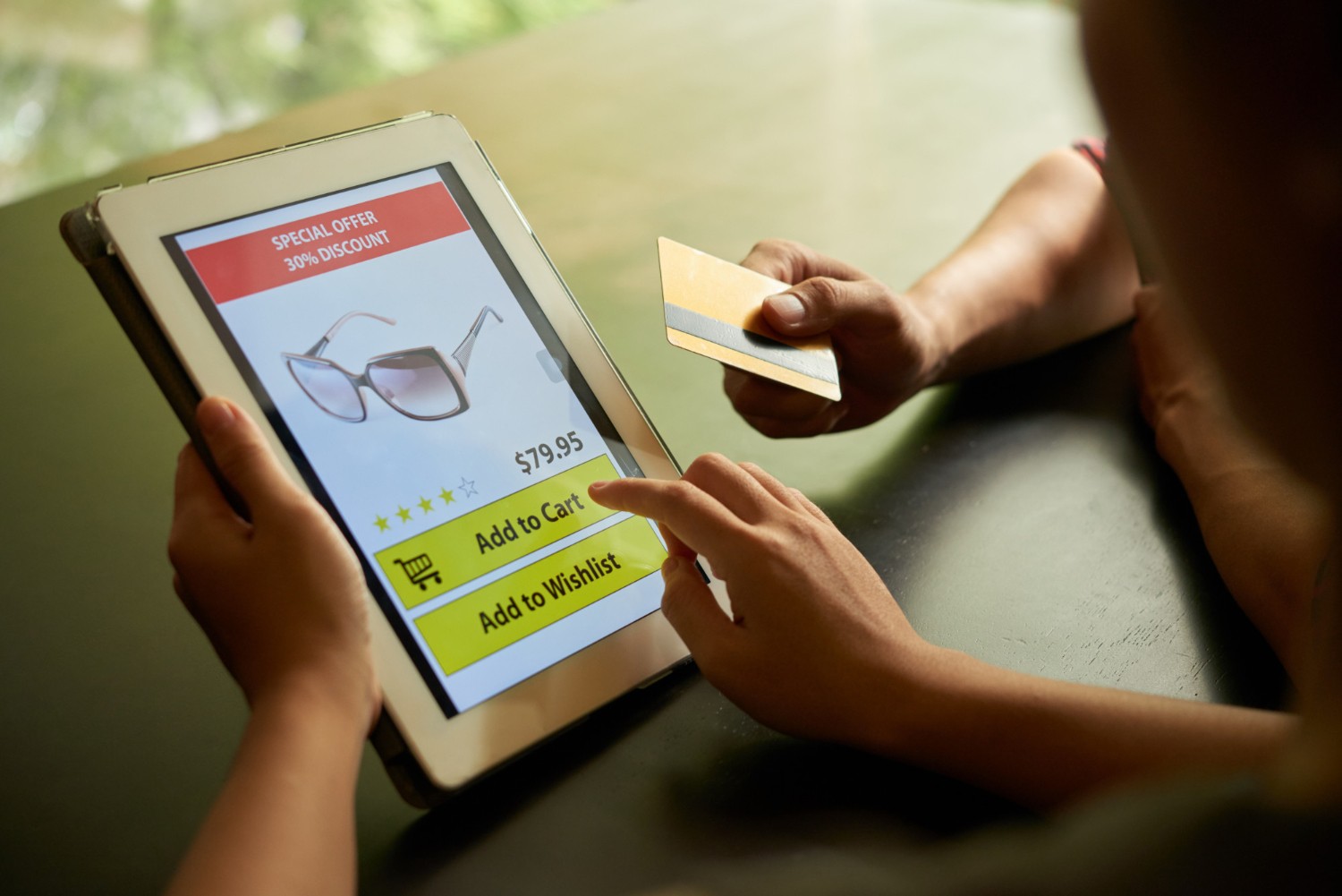 Image of shoppers adding a product to their virtual shopping cart