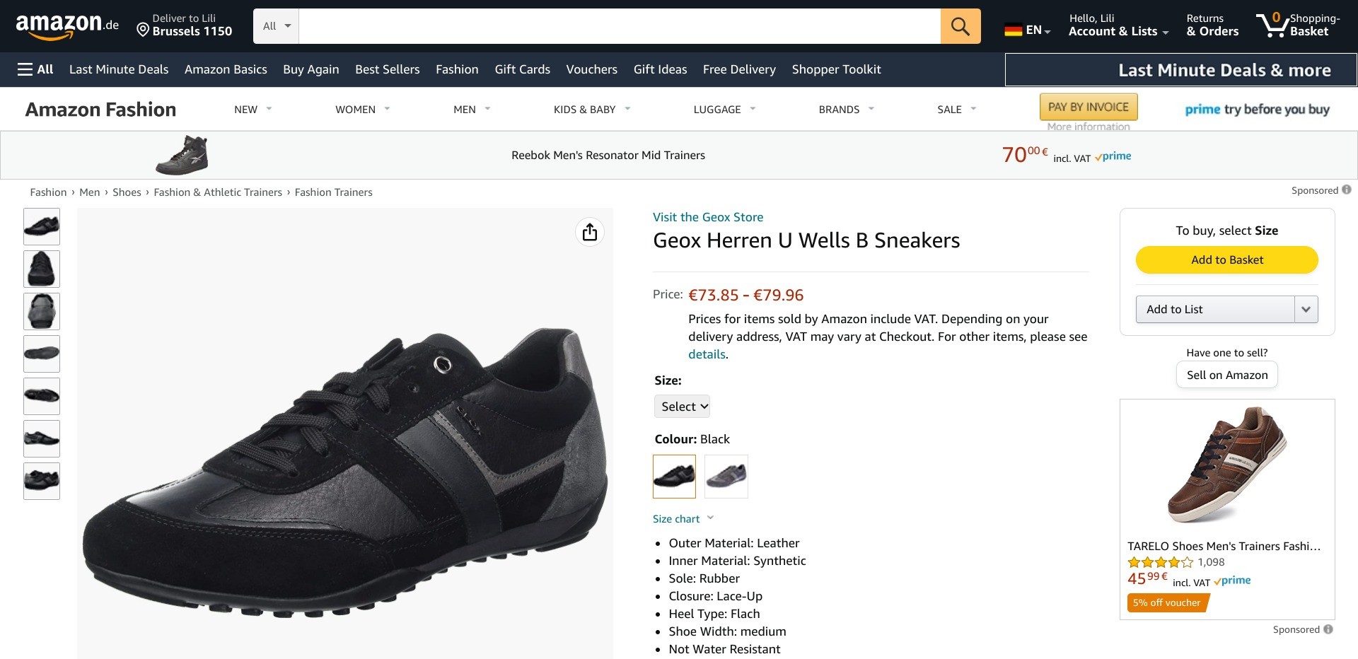 Screenshot of a random product listing on amazon.de displaying a combination of written product information and images