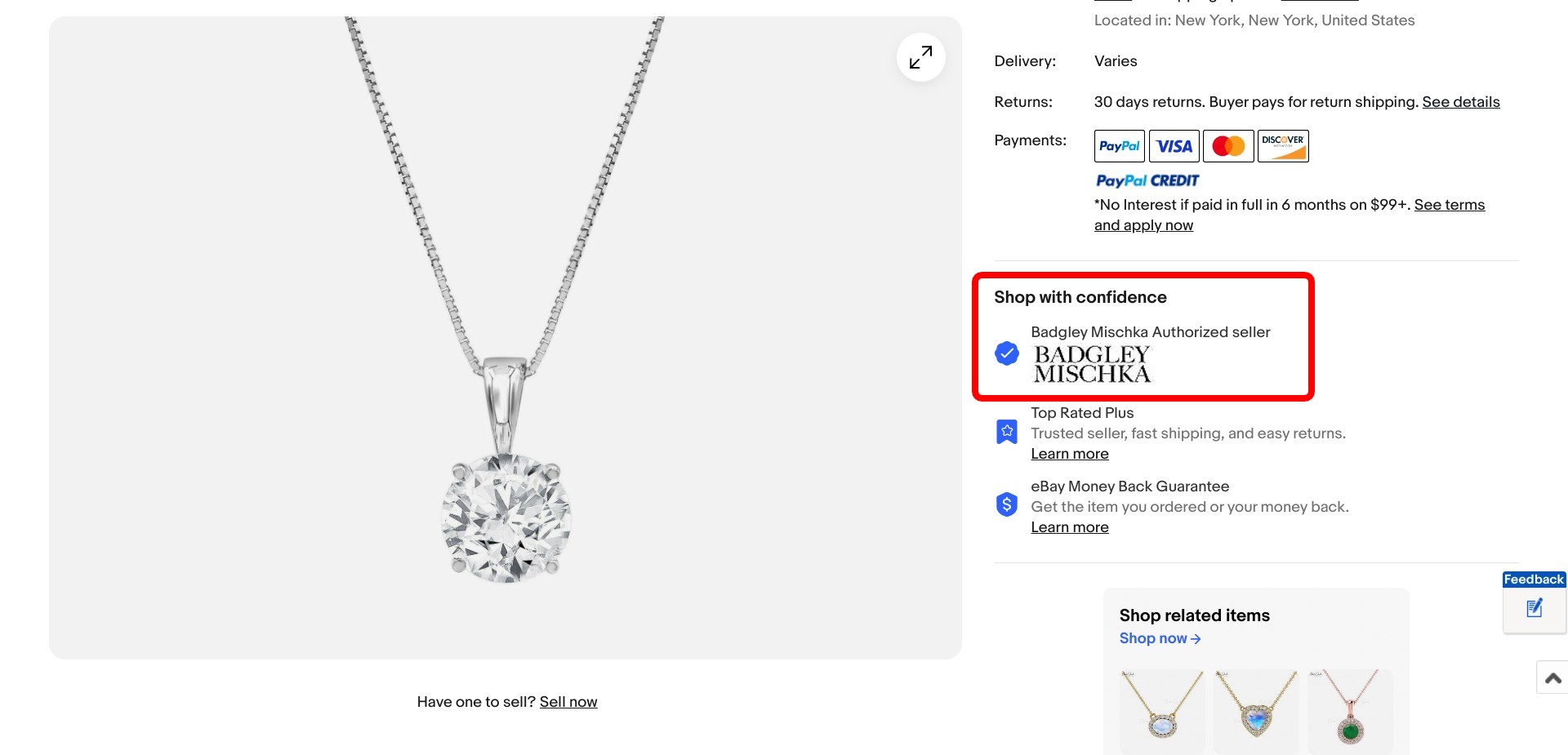 Screenshot of a random product listing on ebay.com displaying “Authorised Seller”