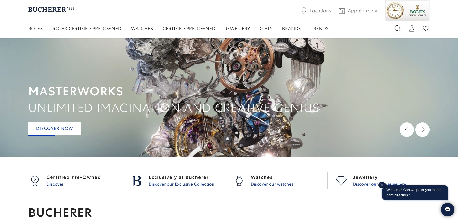 Screenshot of bucherer.com’s homepage