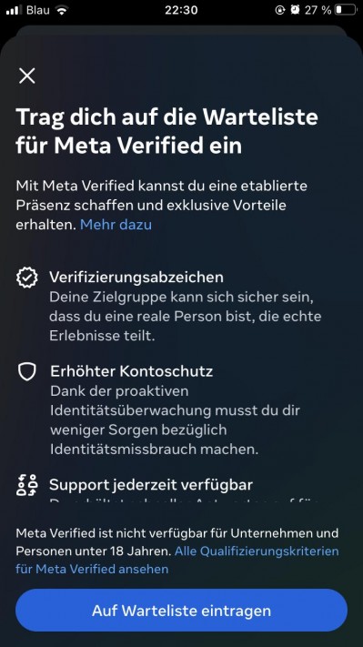 Screenshot of a push notification in German we received from Meta