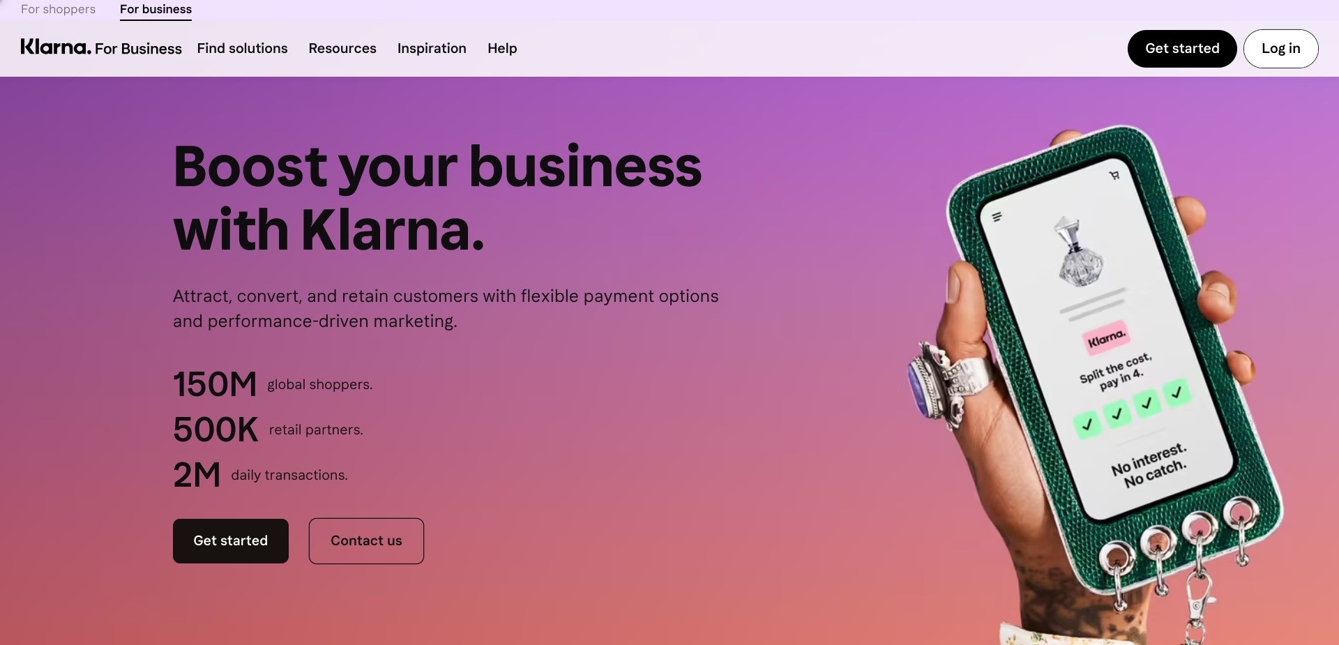 Screenshot of klarna.com’s homepage